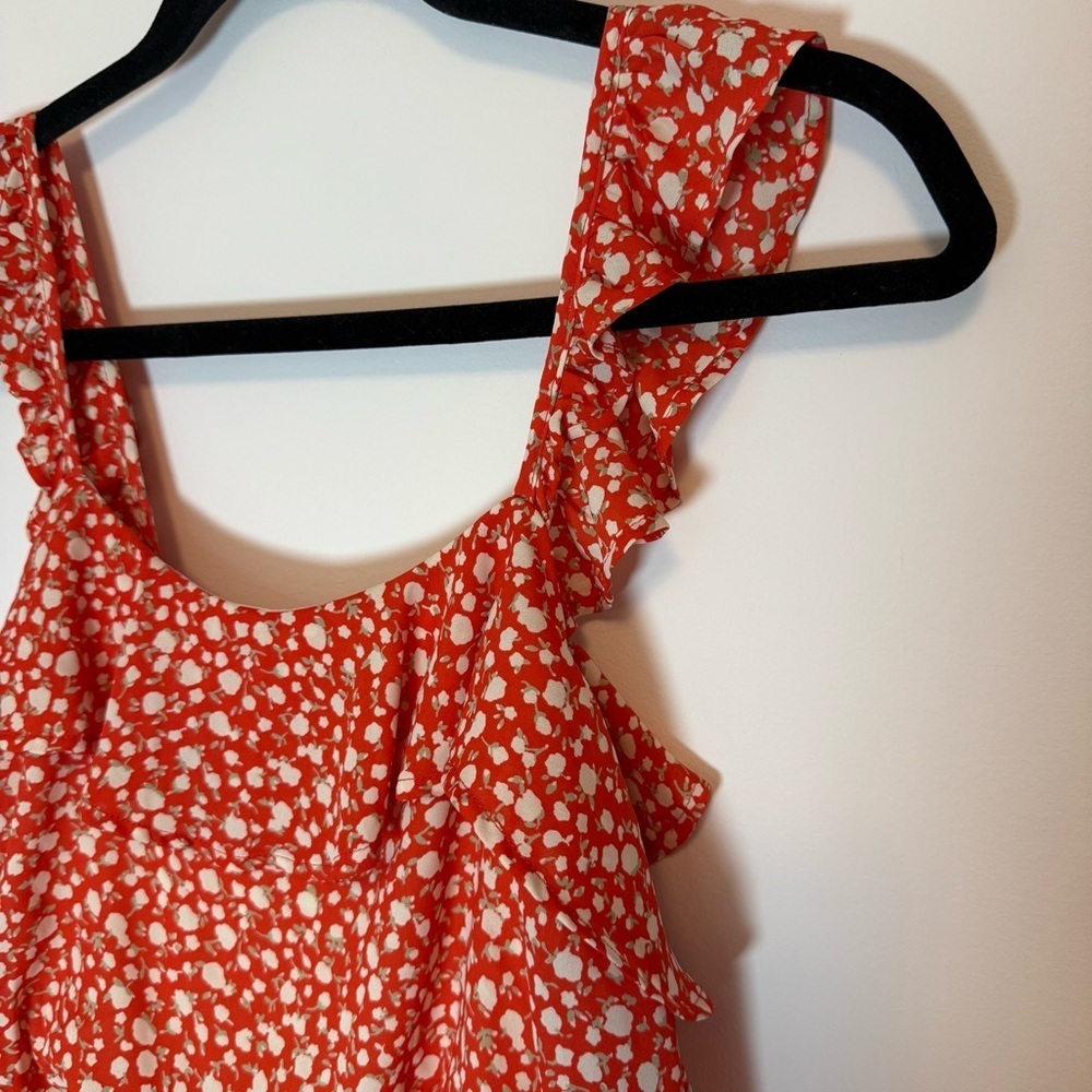 Moon River Red and White Sleeveless Floral Dress Size M - Picture 3 of 6